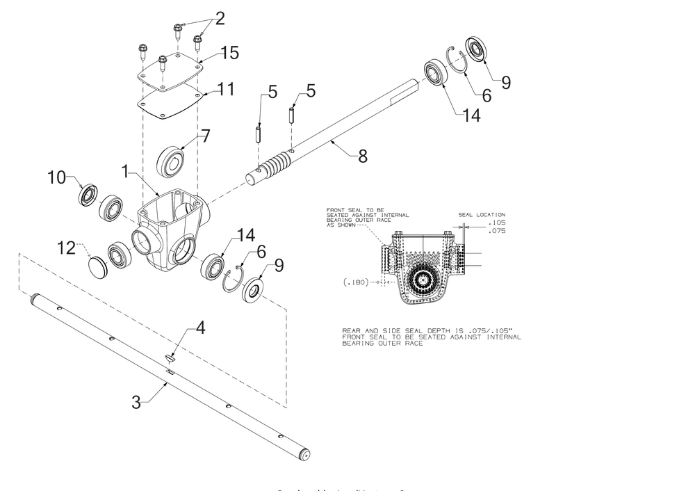 Auger Gearbox Diagram and Parts List for 2X24-INCHHP (31AM5BSR710)(2016) Cub Cadet Snow Blower